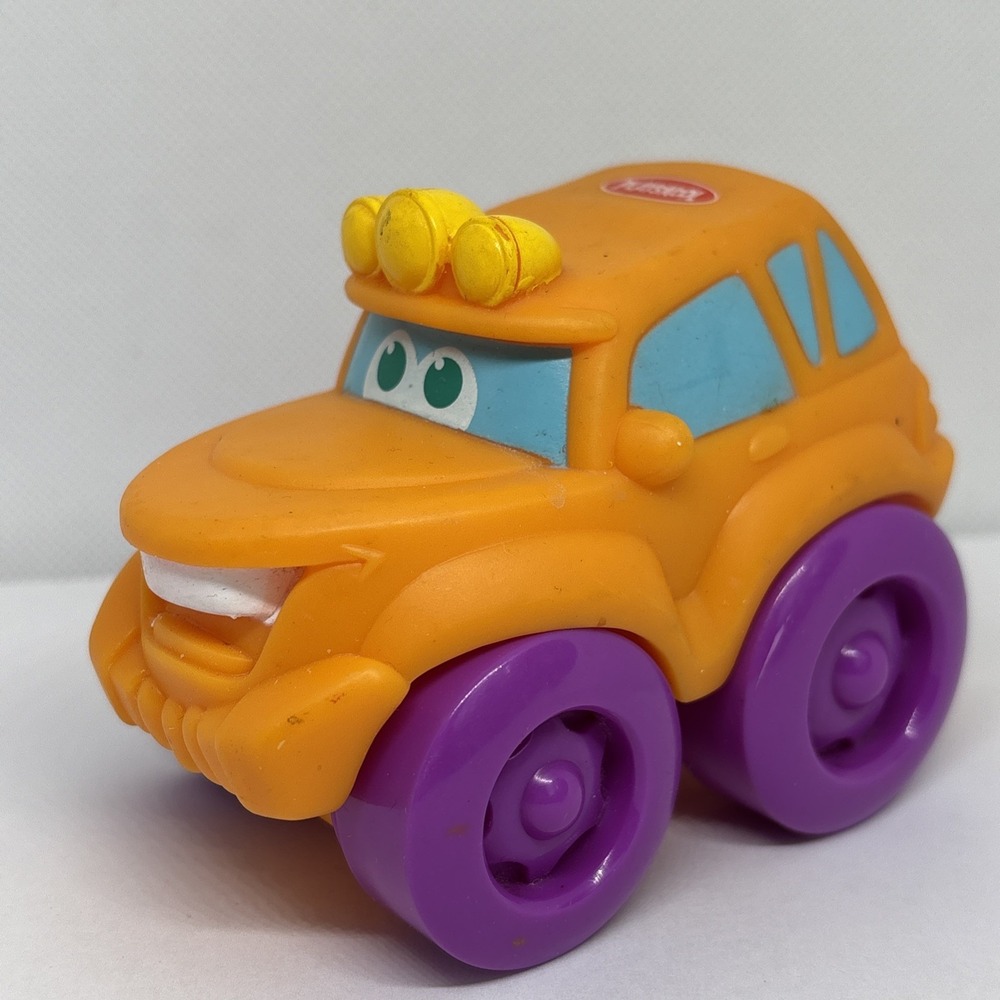 PLAYSKOOL Chuck & Friends ORANGE DUNE BUGGY Wheels Roll Plastic Toy 4" w/ FACE